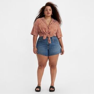 NEW! Levi"s High Waisted Mom Shorts Denim Jean Blue Medium Wash SZ 24W